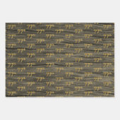 素朴フェイク木目エレガントフェイク金ゴールド「77th」 ラッピングペーパーシート (正面3)