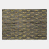 素朴フェイク木目エレガントフェイク金ゴールド「77th」 ラッピングペーパーシート (正面2)