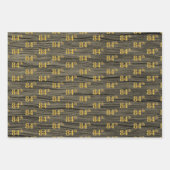 素朴フェイク木目エレガントフェイク金ゴールド「84th」 ラッピングペーパーシート (正面2)