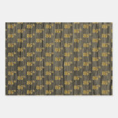 素朴フェイク木目エレガントフェイク金ゴールド「86th」 ラッピングペーパーシート (正面3)