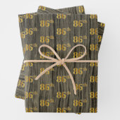 素朴フェイク木目エレガントフェイク金ゴールド「86th」 ラッピングペーパーシート (インサイチュ)