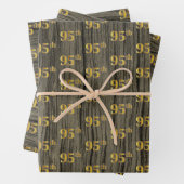 素朴フェイク木目エレガントフェイク金ゴールド「95th」 ラッピングペーパーシート (インサイチュ)