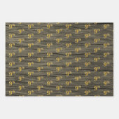 素朴フェイク木目エレガントフェイク金ゴールド「9th」 ラッピングペーパーシート (正面2)