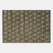 素朴フェイク木目エレガントフェイク金ゴールド「9th」 ラッピングペーパーシート (正面)