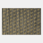 素朴フェイク木目エレガントフェイク、金ゴールド「3位」 ラッピングペーパーシート (正面)