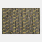 素朴フェイク木目エレガントフェイク、金ゴールド「42日」 ラッピングペーパーシート (正面3)