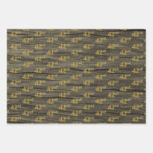 素朴フェイク木目エレガントフェイク、金ゴールド「42日」 ラッピングペーパーシート (正面2)