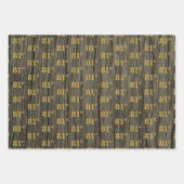 素朴フェイク木目エレガントフェイク、金ゴールド「81st」 ラッピングペーパーシート (正面3)