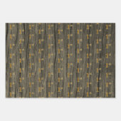 素朴フェイク木目エレガント、フェイク金ゴールド「1st」 ラッピングペーパーシート (正面)