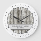 素朴フェイク木苗名 ラージ壁時計 (正面)