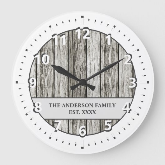 素朴フェイク木苗名 ラージ壁時計 (正面)