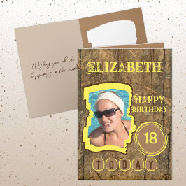 素朴フェイク木茶色イエロー18歳 カード