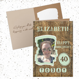 素朴フェイク木茶色グリーン40歳 カード
