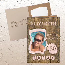 素朴フェイク木茶色ピンク50歳 カード