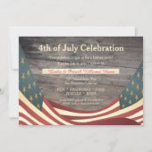 素朴フェイク木 |ヴィンテージフラグ7月4日パーティー 招待状 (正面)