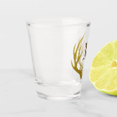 素朴フェイク金ゴールドグリッター〔雄ジカの〕枝角 |モノグラム ショットグラス (左)