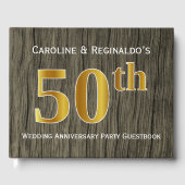 素朴フェイク金ゴールド50結婚周年記念パーティー ゲストブック (正面)