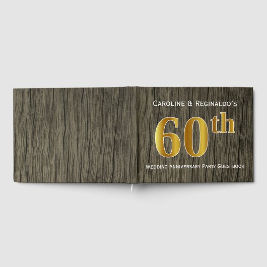 素朴フェイク金ゴールド60周年結婚パーティー ゲストブック (全面)