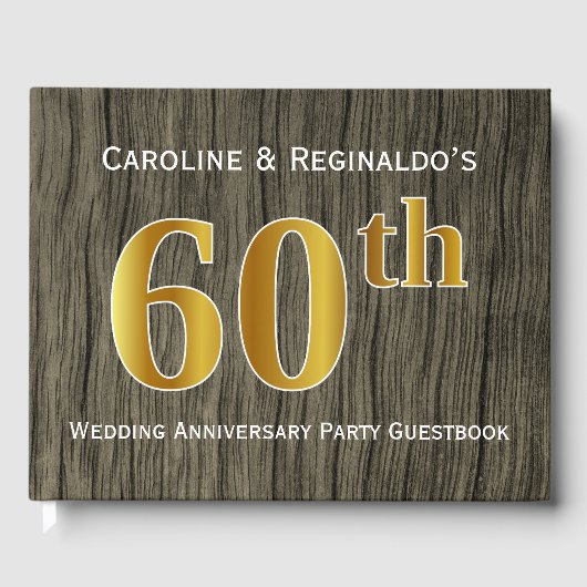 素朴フェイク金ゴールド60周年結婚パーティー ゲストブック (正面)