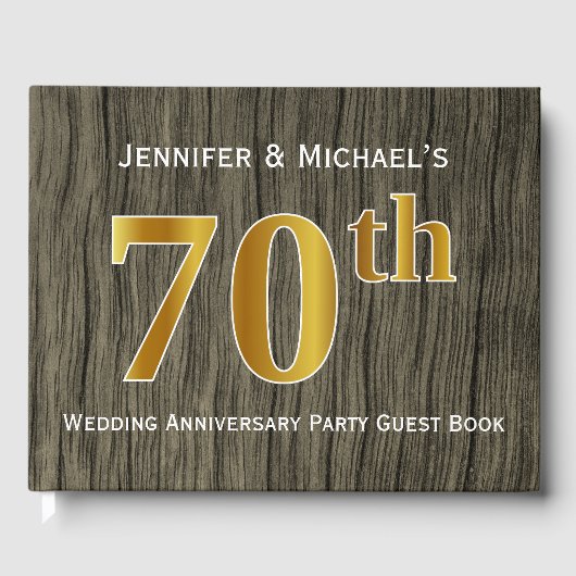 素朴フェイク金ゴールド70結婚周年記念パーティー ゲストブック (正面)