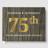 素朴フェイク金ゴールド75結婚周年記念パーティー ゲストブック (正面)