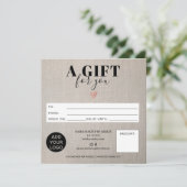 素朴フェイクlinen squareギフト券ロゴ (スタンド正面)