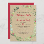 素朴フェスティバル水彩リースクリスマスパーティー 招待状 (正面/裏面)