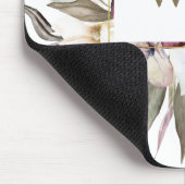 素朴フェミニンフローラブーケ付きモノグラム マウスパッド (コーナー)