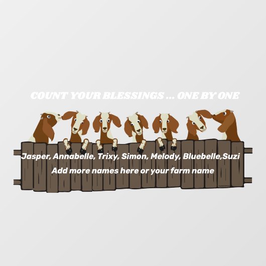 素朴フェンス上の7ヤギあなたの恵み数 ウィンドウサイン (シート)