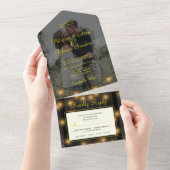 素朴フォトオーバーレイウッドストリングラ結婚イツ オールインワン招待状 (貼ってはがせる)