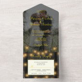 素朴フォトオーバーレイウッドストリングラ結婚イツ オールインワン招待状 (内側)