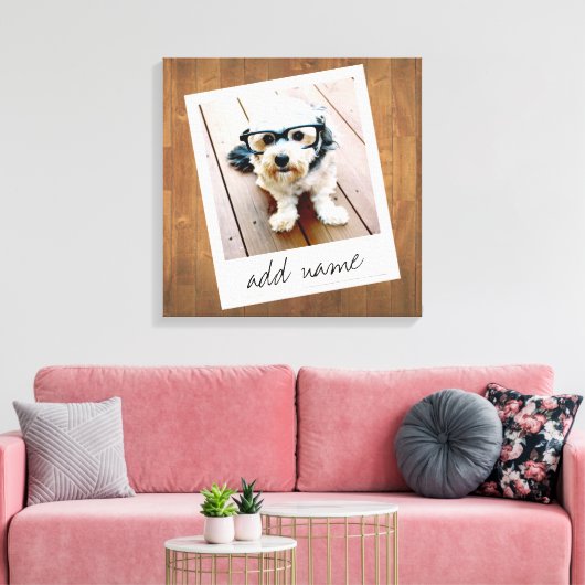 素朴フォトフレーム（正方形のインスタグラムと木材を使用） キャンバスプリント (インサイチュ (リビング))