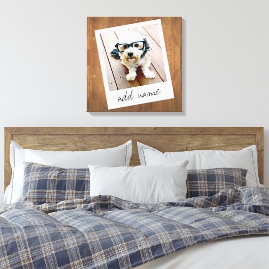 素朴フォトフレーム（正方形のインスタグラムと木材を使用） キャンバスプリント