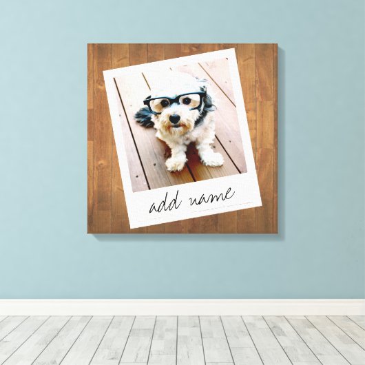 素朴フォトフレーム（正方形のインスタグラムと木材を使用） キャンバスプリント (インサイチュ (ウッドフロア))