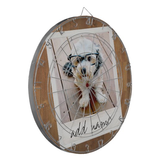 素朴フォトフレーム(正方形のインスタグラムと木材を使用) ダーツボード (正面左)