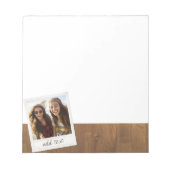 素朴フォトフレーム（正方形のインスタグラムと木材を使用） ノートパッド (正面)