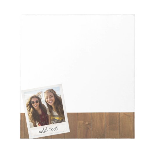 素朴フォトフレーム（正方形のインスタグラムと木材を使用） ノートパッド (正面)