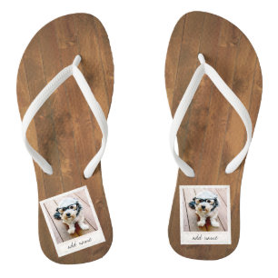 素朴フォトフレーム（正方形のインスタグラムと木材を使用） ビーチサンダル