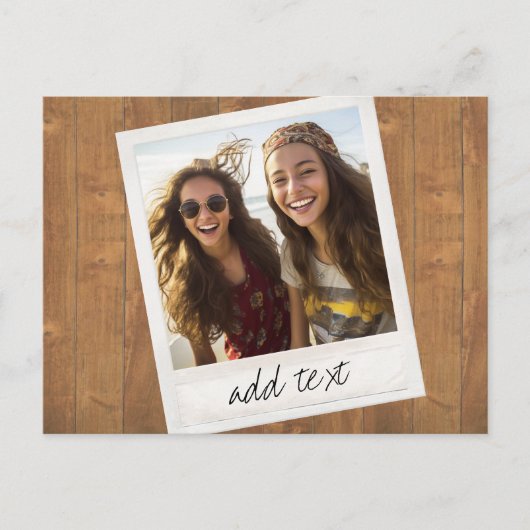 素朴フォトフレーム（正方形のインスタグラムと木材を使用） ポストカード (正面)