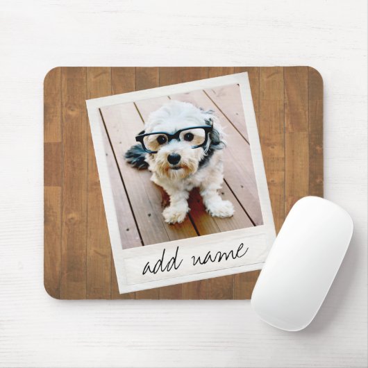 素朴フォトフレーム（正方形のインスタグラムと木材を使用） マウスパッド (マウス)