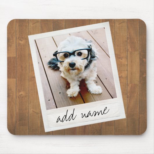 素朴フォトフレーム（正方形のインスタグラムと木材を使用） マウスパッド (正面)