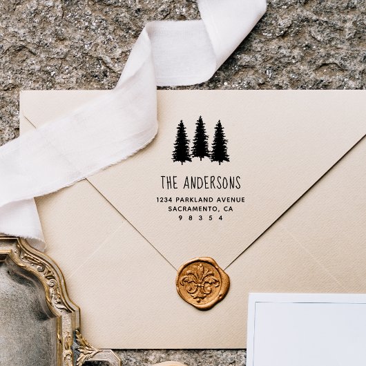 素朴フォレストツリーズファミリー名差出人住所 セルフインキングスタンプ