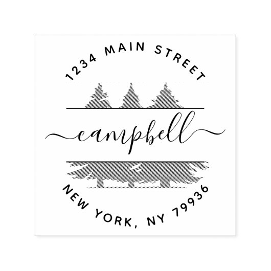 素朴フォレストツリーズファミリー名差出人住所 セルフインキングスタンプ (デザイン)