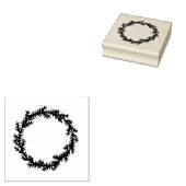 素朴フォークアートエバーグリーンリース版画スタイル ラバースタンプ (押印)