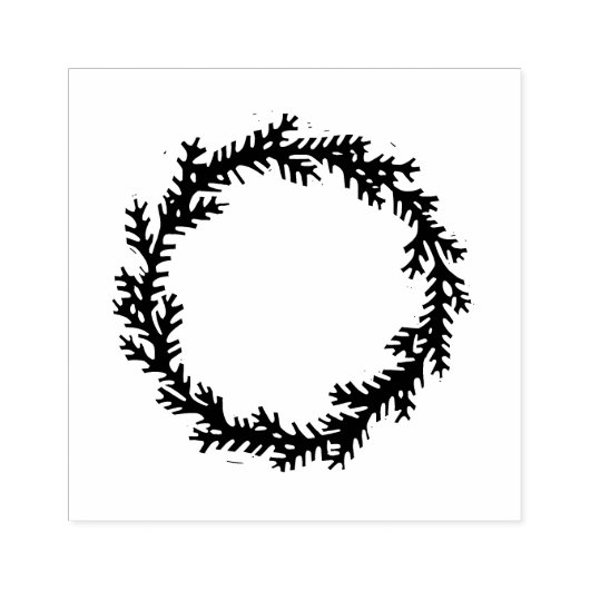 素朴フォークアートエバーグリーンリース版画スタイル ラバースタンプ (インプリント)