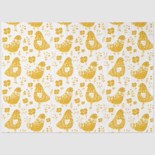 素朴フォークアートチキンデカップティッシュペーパー 薄葉紙 (正面)