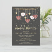 素朴フォークアートハートブライダルシャワー 招待状 (スタンド正面)