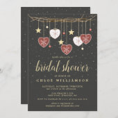 素朴フォークアートハートブライダルシャワー 招待状 (正面/裏面)