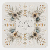素朴フォークアートフローラ結婚ズ スクエアシール (正面)