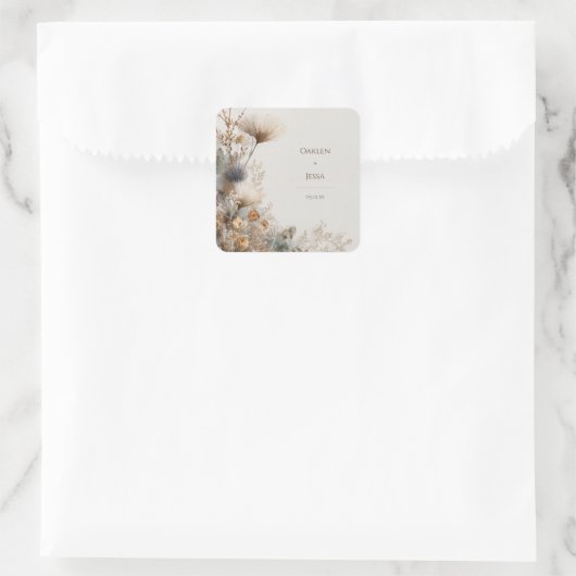 素朴フォークアートフローラ結婚ズ スクエアシール (バッグ)